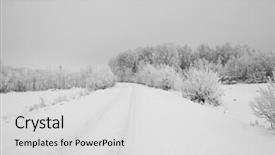  Presentation with landscape - Slide set having road less travelled - snowy winterroad landscape background and a light gray colored foreground