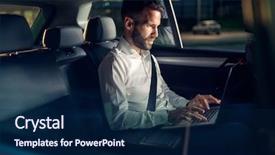  Presentation with car seat - PPT theme with road maintenance - businessman working late in car background and a navy blue colored foreground