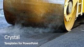  Presentation with city street - Presentation theme consisting of road maintenance - heavy roller used during resurfacing background and a gray colored foreground