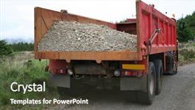 Presentation with truck - PPT theme consisting of road maintenance - truck with gravel background and a  colored foreground