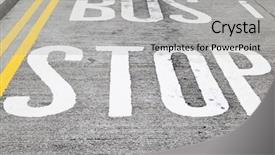  Presentation with bus stop - Beautiful PPT theme featuring road marking - bus stop backdrop and a light gray colored foreground