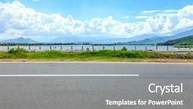  Presentation with highway - PPT theme enhanced with scenic view road - seaside highway background and a gray colored foreground