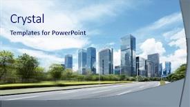  Presentation with asphalt road - Slide set consisting of road of a modern city background and a sky blue colored foreground