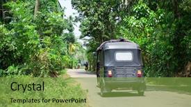  Presentation with tuk - Audience pleasing slide set consisting of road of sri lanka back backdrop and a seafoam green colored foreground