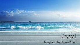 Presentation with tropical - Beautiful slide set featuring road on tropical beach backdrop and a light blue colored foreground
