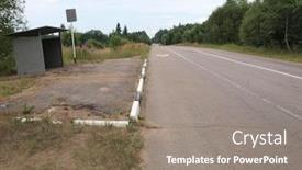  Presentation with road bus - PPT layouts featuring road over forest and bus stop at countryside background and a gray colored foreground