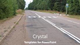  Presentation with road bus - PPT theme consisting of road over forest and bus stop at countryside background and a gray colored foreground