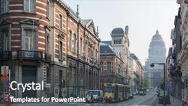  Presentation with brussel - Cool new presentation theme with road past - traffic in the brussel streets backdrop and a dark gray colored foreground