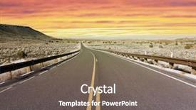  Presentation with highway - PPT theme enhanced with road pavements - desert highway at sunset background and a violet colored foreground