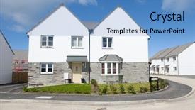  Presentation with house model software - Cool new slide deck with road pavements - modern english house backdrop and a teal colored foreground