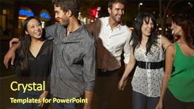  Presentation with friends - Presentation theme consisting of group of friends enjoying night background and a tawny brown colored foreground