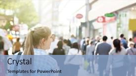  Presentation with medieval london - Audience pleasing presentation consisting of woman on street of london backdrop and a light blue colored foreground