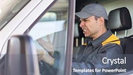  Presentation with traffic road - Beautiful theme featuring road rage - angry driver shouting backdrop and a gray colored foreground