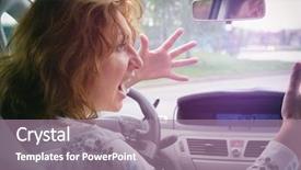  Presentation with human resource management resources concept - Audience pleasing PPT theme consisting of road rage - angry woman screaming and gesturing backdrop and a gray colored foreground