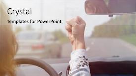 Presentation with driving - Slide set featuring road rage - angry woman screaming and gesturing background and a light gray colored foreground