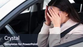  Presentation with woman car driver map - Cool new PPT theme with road rage - crying woman driver backdrop and a wine colored foreground