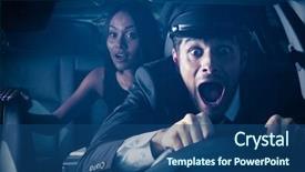  Presentation with ridiculous - Colorful PPT theme enhanced with road rage - male chauffeur with woman backdrop and a ocean colored foreground