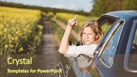  Presentation with driving - Audience pleasing slide set consisting of road rage - woman is driving her car backdrop and a tawny brown colored foreground