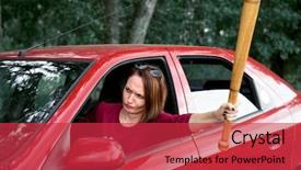  Presentation with driver - Slide deck featuring road rage - young female driver has stress background and a red colored foreground