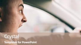  Presentation with driving road - Audience pleasing PPT layouts consisting of road rage - young man driving a car backdrop and a coral colored foreground