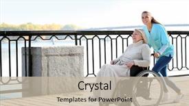  Presentation with caregiver - Cool new theme with road recovery - disabled senior woman and young backdrop and a mint green colored foreground