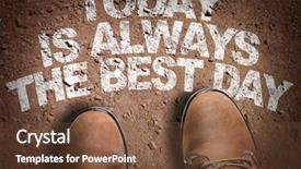  Presentation with trail - PPT theme consisting of road recovery mental - top view of boot background and a tawny brown colored foreground