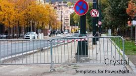  Presentation with road repair - Slides having roadblock - road repair in a modern background and a light gray colored foreground