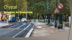  Presentation with road repair - PPT theme featuring road-repair-in-a-modern background and a tawny brown colored foreground