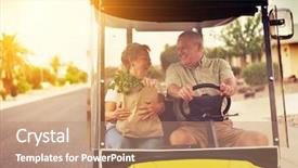  Presentation with retirement golf - Amazing presentation theme having road retirement - active elderly senior couple getting backdrop and a coral colored foreground