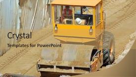  Presentation with off road - Presentation theme having road roller leveling soil substructure background and a  colored foreground