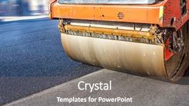  Presentation with asphalt pavement - Beautiful presentation design featuring road roller repairing asphalt pavement backdrop and a gray colored foreground