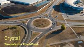  Presentation with expressway - Cool new PPT layouts with road-roundabout-expressway-with-car backdrop and a tawny brown colored foreground