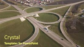  Presentation with expressway - Theme with road-roundabout-expressway-with-car background and a tawny brown colored foreground
