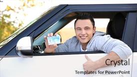  Presentation with driving - Slide set having road rules - young man holding driving license background and a lemonade colored foreground