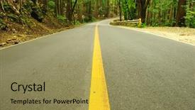  Presentation with tropical rainforest - Amazing theme having beautiful scenic route - road running through tropical rainforest backdrop and a yellow colored foreground