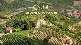  Presentation with green hills - Presentation theme enhanced with road runs through small village surrounded by hills and green vineyards in piedmont northern italy background and a tawny brown colored foreground