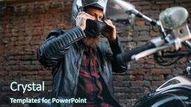  Presentation with road safety - Presentation theme consisting of road safety week - biker puts on helmet background and a tawny brown colored foreground