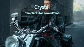  Presentation with road safety - Presentation design with road safety week - motorcyclist in leather jacket poses background and a tawny brown colored foreground