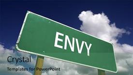  Presentation with road - Audience pleasing presentation theme consisting of covet - envy road sign - 7 backdrop and a ocean colored foreground