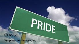  Presentation with road - Slides consisting of pride road sign - 7 deadly sins series background and a ocean colored foreground