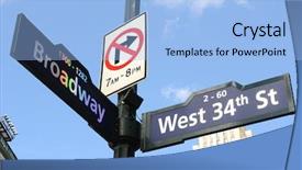  Presentation with broadway - Presentation consisting of road sign along broadway background and a light blue colored foreground