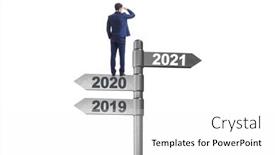  Presentation with road - Audience pleasing PPT theme consisting of road-sign-and-businessman backdrop and a white colored foreground