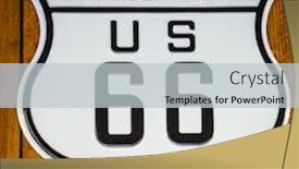  Presentation with transnational - PPT theme having road-sign-arizona-us-66 background and a light gray colored foreground