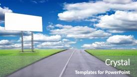  Presentation with beautiful spanish landscape costa blanca - Audience pleasing PPT theme consisting of road sign boards - blank billboard in the beautiful backdrop and a gray colored foreground