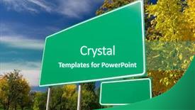  Presentation with roadside - Beautiful presentation theme featuring road sign boards - empty green signboard backdrop and a ocean colored foreground