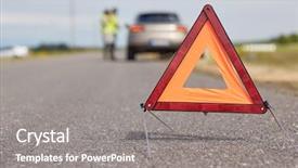  Presentation with traffic road - Slide deck having road sign emergency and traffic background and a gray colored foreground