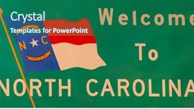  Presentation with north carolina - Audience pleasing theme consisting of road sign entering north carolina in america backdrop and a ocean colored foreground