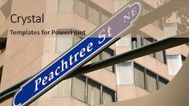 Presentation with atlanta - PPT layouts enhanced with peachtree st in downtown atlanta background and a coral colored foreground