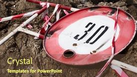  Presentation with road repair - PPT theme having road-sign-for-the-speed background and a tawny brown colored foreground
