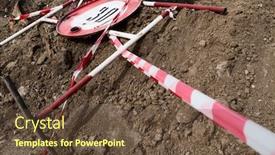  Presentation with road repair - Audience pleasing slide set consisting of road-sign-for-the-speed backdrop and a tawny brown colored foreground
